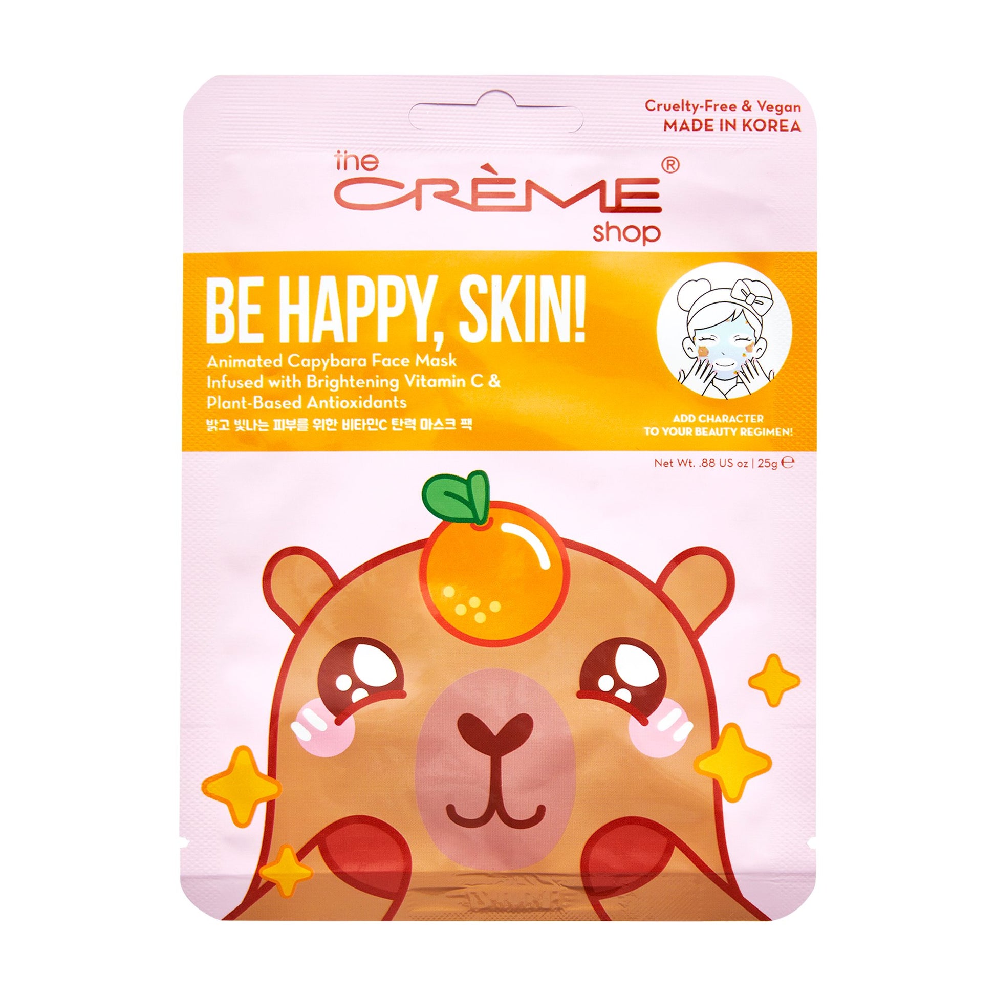 Be Happy, Skin! Animated Capybara Face Mask Sheet Mask The Crème Shop 