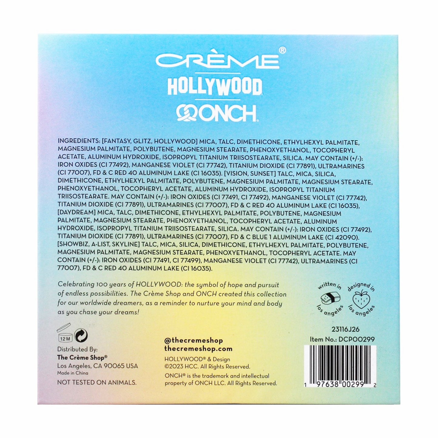 The Crème Shop x Onch® x Hollywood® Dream City 9 Color Eyeshadow Palette Eyeshadow Palette The Crème Shop x Onch® x Hollywood® 