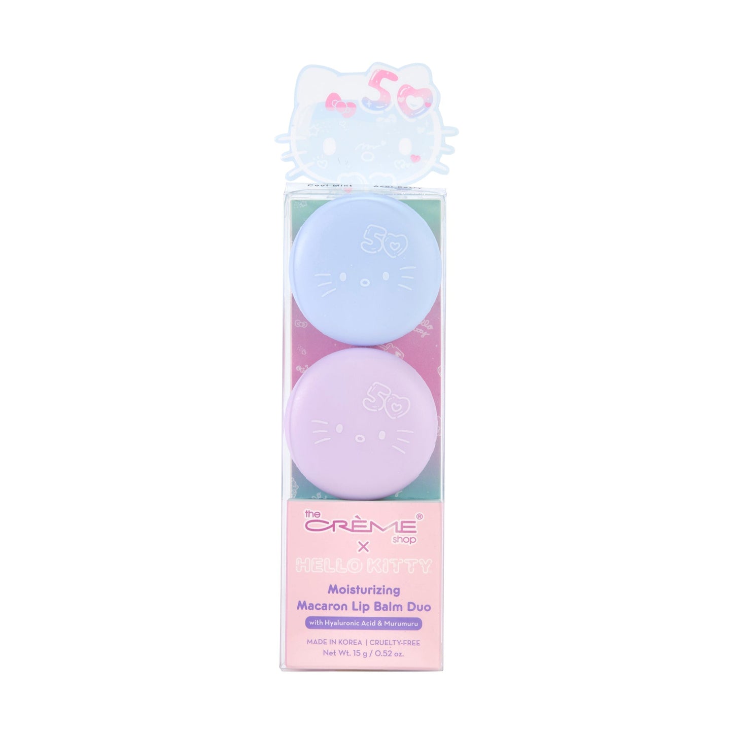 Hello Kitty 50 Macaron Lip Balm Duo - Cool Mint & Acai Berry Lip Balms The Crème Shop x Sanrio 