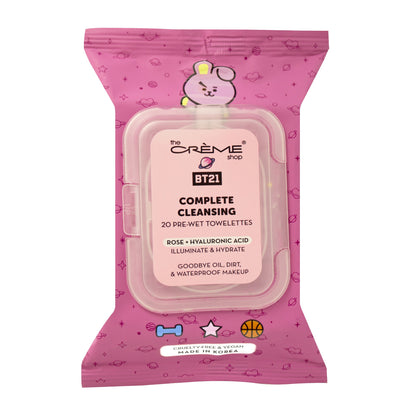 COOKY Complete Cleansing Towelettes - Rose & Hyaluronic Acid (20 Pre-Wet Towelettes) Towelettes The Crème Shop x BT21 