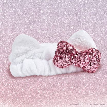 Plush Spa Headband with Hello Kitty's Signature Bow (Sparkle & Sleigh) - Limited Edition Headbands The Crème Shop x Sanrio 